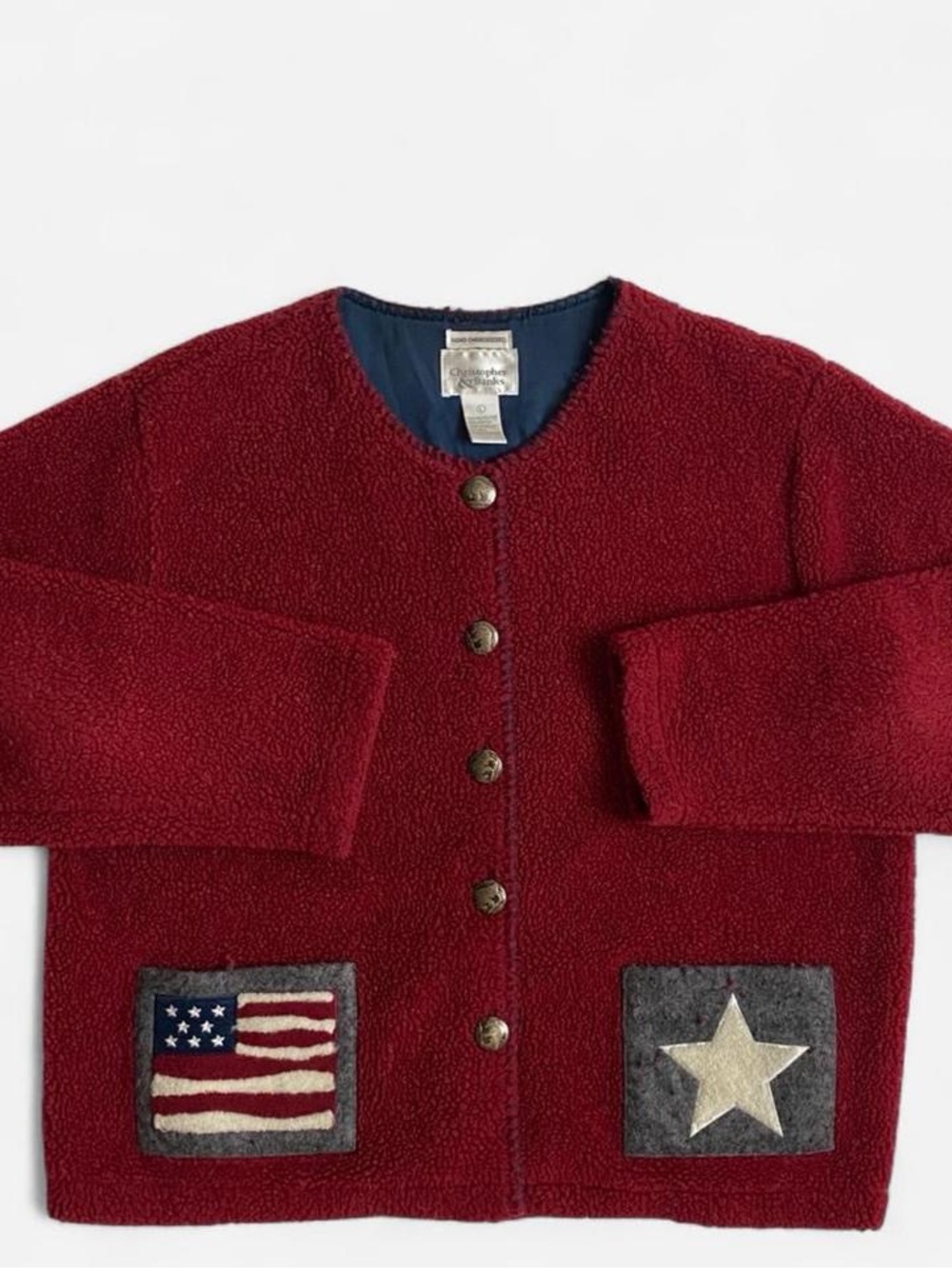 Vintage red fleece stars & flag jacket